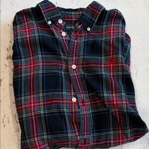 Ralph Lauren Navy, Red & Green Plaid Button-Up Shirt